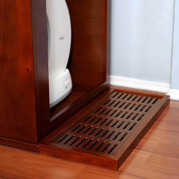 Refined Self Cleaning Litter Box Cabinet-Litter Catch Mahogany