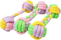 Candy Colored Rope Woven Toy, Durable Dumbbell Design Pet Teeth Grinding Mouth Toy, Funny Interactive Molar Training Toy for Dogs, Puppy Teething Relief and Dental Care (3 Pcs)