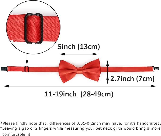 KOOLMOX Red Bow Tie for Dogs, Dog Bowtie Formal with Adjustable Collar for Medium and Large Dogs Cats Pets Wedding Birthday Graduation Holiday Independence Day Homecoming Costumes, 2 Pack, Red