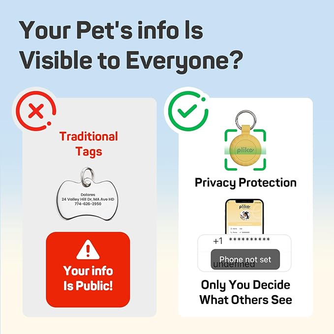 Plike Smart Pet Tracker for Apple Find My (iOS only), Dog Tracker Tag with Silicone Cover, Scan QR for Instant Location Alerts, No Monthly Fee, Anti-Lost Tracker for Dogs & Cats