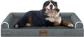 Large Dog Bed Orthopedic Washable: Jumbo Dog Bed Bolster Extra Large Dogs Egg Crate Foam Sofa Couch Waterproof Removable Cover - Dark Grey