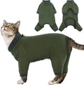Sticky Cat Clothes Stretchy, Sphynx Hairless Sweater & Pajamas for Cats only, Soft Cat Onesie for Cats After Surgery Female Male & Hair Loss Prevention, Green S
