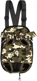 Pet Dog Puppy Cat Carrier Five Holes Backpack Double Shoulder Straps Canvas Cotton Front Chest Backpack Bag(Camouflage, Large)