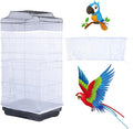 Bird Cage Seed Catcher, Large Airy Gauze Seeds Bird Cage Cover Guard Adjustable Bird Cage Cover Birdcage Seed Feather Catcher Universal Birdcage Parrot Bird Nylon Mesh Net Cover(L-118x16 in, White)