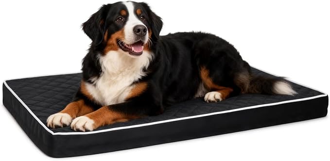 Orthopedic Dog Beds for Extra Large Dogs Waterproof Pet Kennel Pad with Removable Washable Cover and Non-Slip Bottom, 47x29 Inch, Black