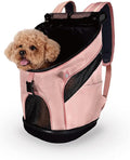 ibiyaya - Airline Approved Pet Carrier for Small to Medium Dogs and Cats - Dog Backpack Carrier, Breathable Mesh Material with Magnetic Buttons, Side Pockets, and Auto-Lock Zipper - Coral Pink
