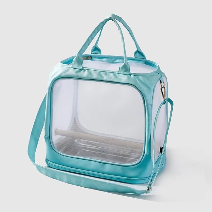 Parrot go Out Portable Bird Bag Oxford Cloth Clear pet cage Foldable pet Go Out Bird Bag (Green)