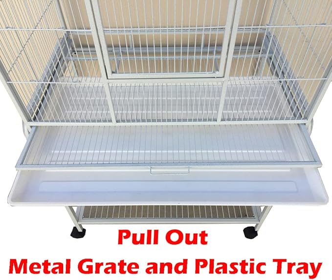 54" Large Wrought Iron Breeding Flight Canary Parakeet Cockatiel Lovebird Finch Cage Side Nesting Doors with Removable Rolling Stand