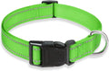 Reflective Dog Collar with Buckle Adjustable Safety Nylon Collars for Small Medium Large Dogs, Grass Green L
