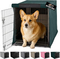 GORILLA GRIP Dog Crate Covers Compatible with Amazon Basics Dog Crates, All Sides Open, Privacy Cover Fits 30" Wire Kennel, Breathable Mesh Windows, Light Reducing Training Cage Topper, Hunter Green