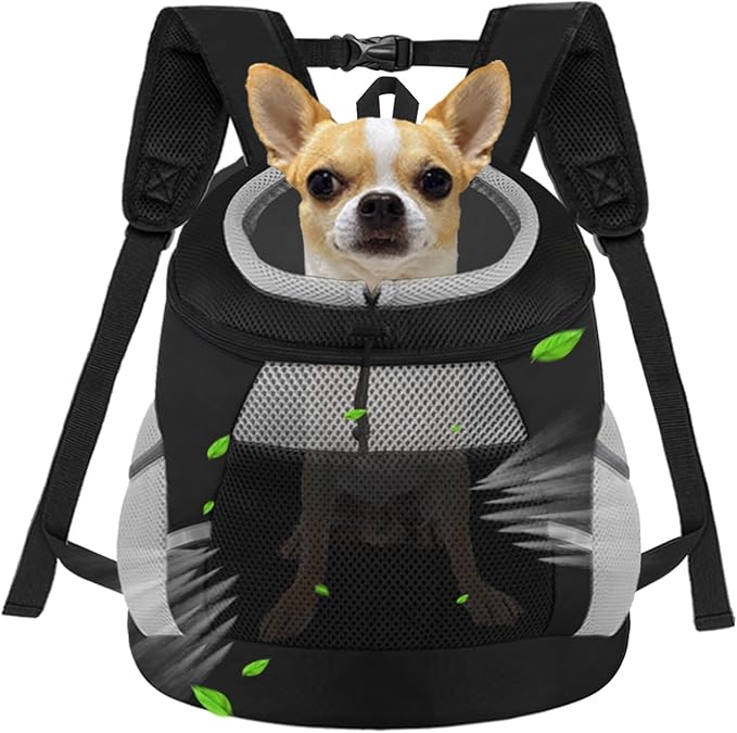 SMONT Dog Backpack Carrier Pet Lightweight Dog Carrier Backpack Small Dog Front Backpack Breathable Dog Carriers for Small Dogs with Safety Belt for Outdoor Hiking Travel Use S (2-7 lbs) Black