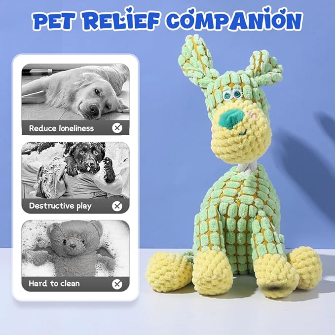 2025 New Dog Toys, Indestructible Plush Dog Toy, Dogs Toys for Aggressive Chewers, Dogs Squeaky Chew Toy for Indoor Pups Teething (Orange 1pcs)