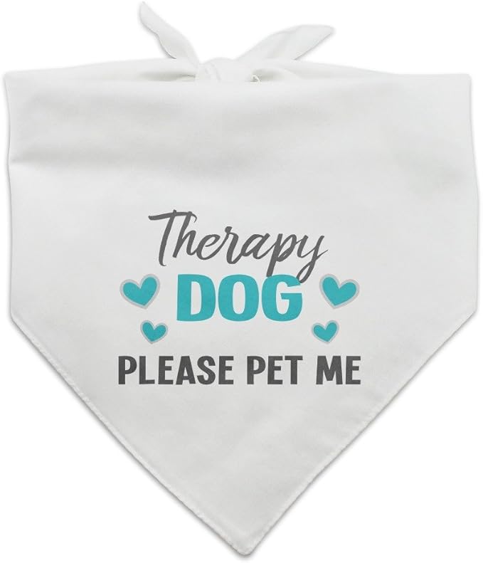 GRAPHICS & MORE Therapy Dog Please Pet Me with Hearts Dog Pet Bandana - White