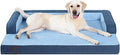 KSIIA Washable Dog Bed XXL Senior Dog, Orthopedic Warm Soft Pet Sofa Waterproof Pet Couch with Sides, Non-Slip and Egg-Crate Foam Jumbo Beds with Removable Cover, 47x32Inch, Blue