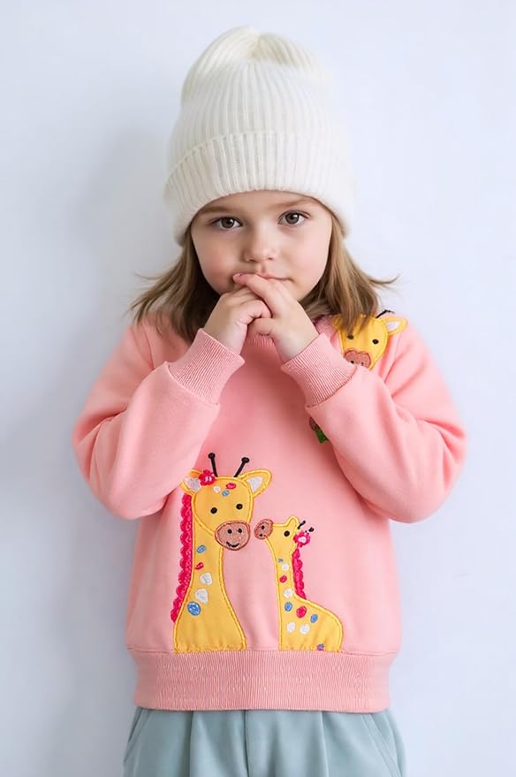 Toddler Baby Girls Cotton Sweater, Long Sleeve Crewneck Sweatshirt Pullover Kids Warm Clothing for Fall Winter