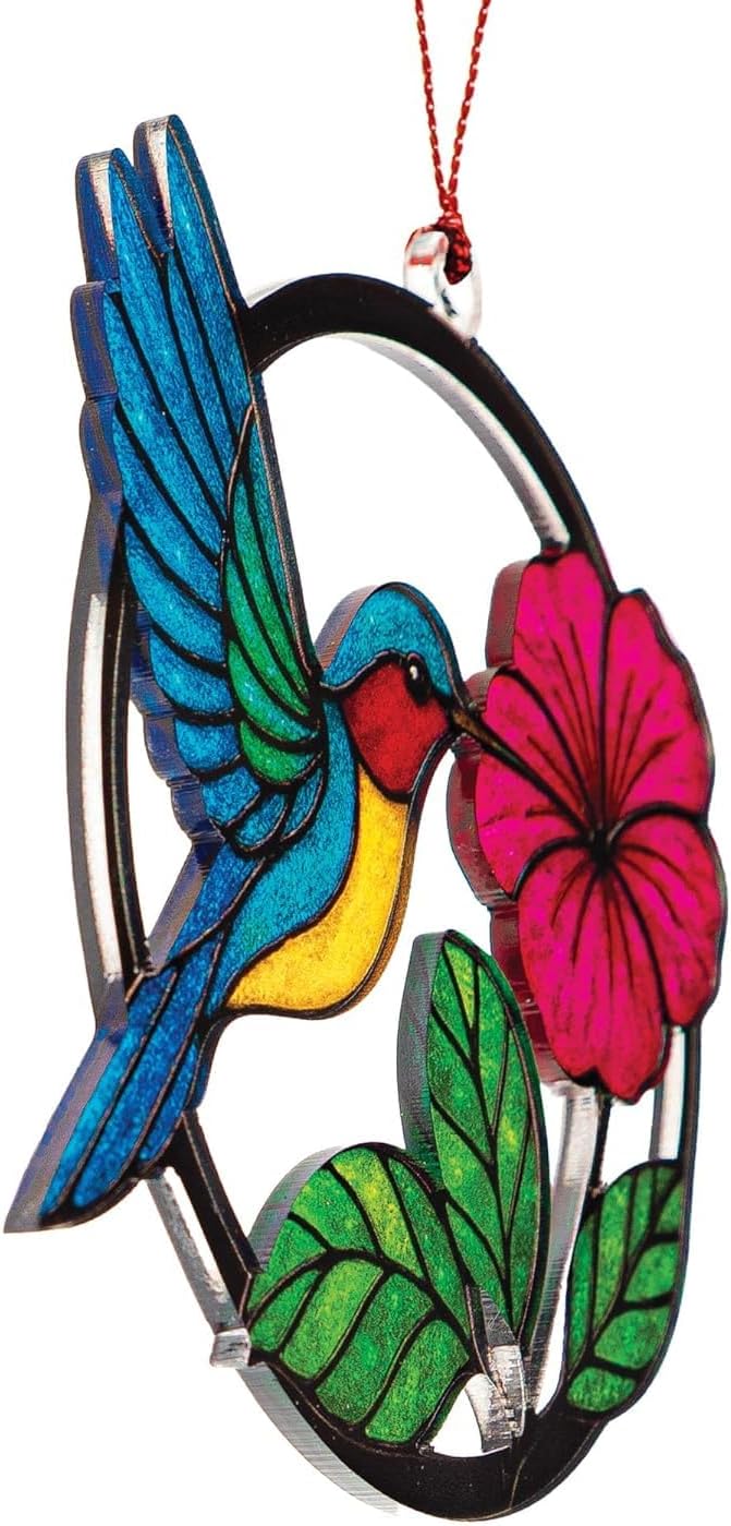 Christmas Ornaments 2025 – Hummingbird Suncatcher Window Hanging Ornament, Hummingbird Christmas Ornament for Tree Decorations, Unique Handmade Gift, Beautiful Glass Effect Decor for Bird Lovers
