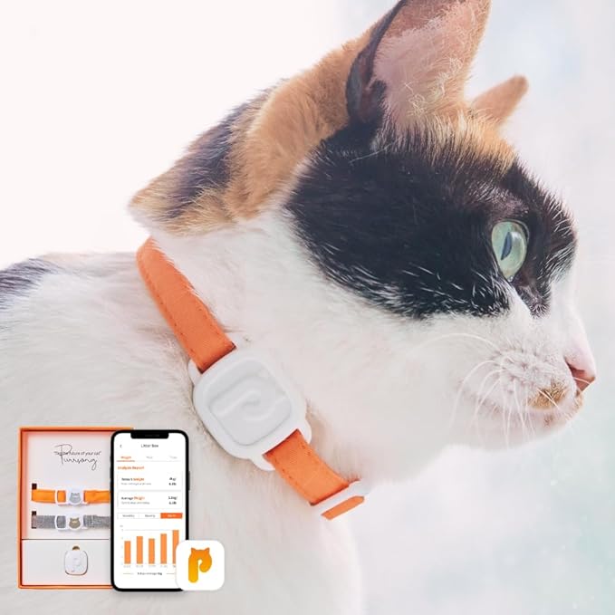 LavvieTAG with 2 Straps Smartwatch for Cat Intelligent ID Tag Light (0.01lbs) Monitor Kitten Collar Activity Analysis Heath Care Calrorie Measurement App Integration Felines Fitness Tracker