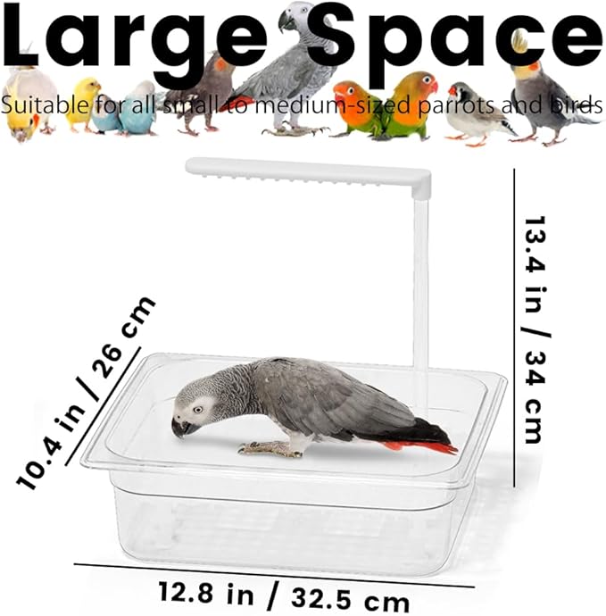 Parrot Bathtub, USB Electric Large Bird Bathtub Shower with Water Pressure Controller, Automatic Pet Bird Bath for Parakeet, Cockatiel, African Grey, Cockatoo, Bird Case Accessories, Bird Toys