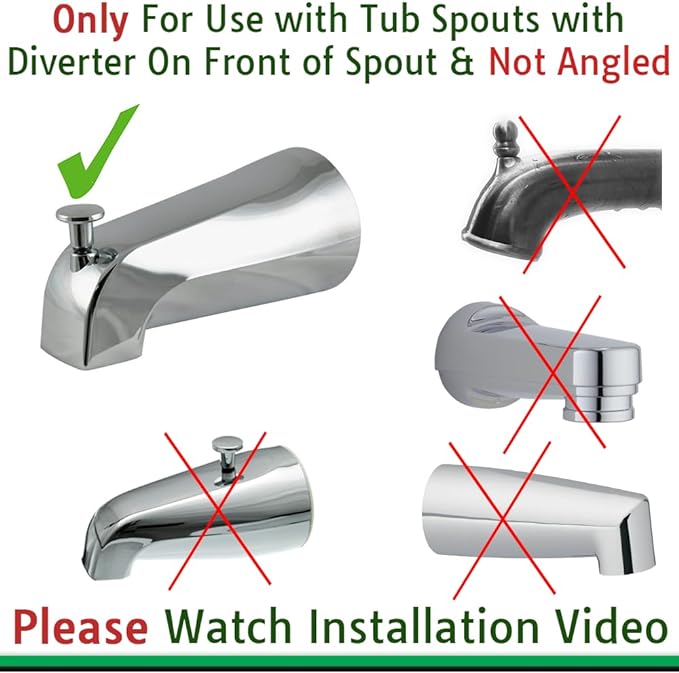 Wondurdog LARGE Sized Bathtub Spout and Garden Hose Attachment Dog Wash Kit w/Splash Shield and Rubber Scrubbing Teeth. Tub Spouts with Front Pull Up Diverter Only. Max Height 3.20". Home Pet Grooming
