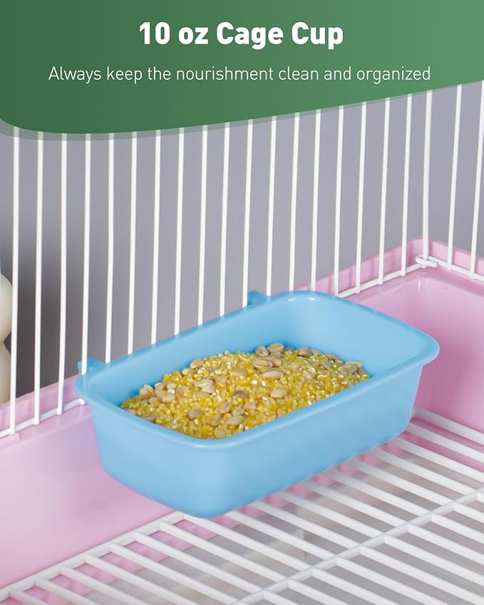 Pawfly Hanging Feeder, Food and Water Container, 6 Pcs Plastic Keepers for Cages Rabbit, Feeding Dishes Coop Cups for Parrots Hamsters Guinea Pigs & Other Small Pets