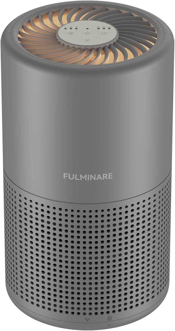 FULMINARE Air Purifiers for Bedroom H13 True HEPA Air Filter, Quiet Air Cleaner With Night Light, Portable Small Air Purifier for Home, Office, Living Room (Gray)