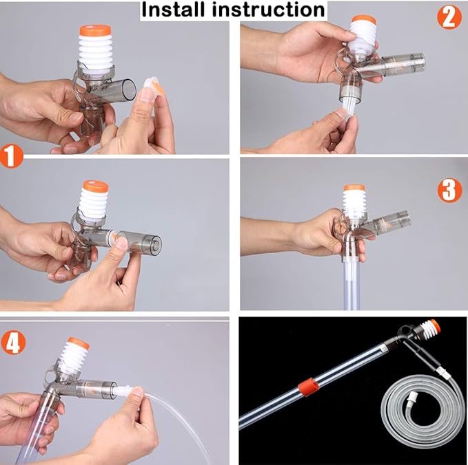 Aquarium Gravel Cleaner Siphon Fish Tank Vacuum Cleaner for Absorb Dirt Wash Sand Algae Scrapers Water Changer Gravel Washer for Fish Tank Cleaning Gravel and Sand (Normal Version)