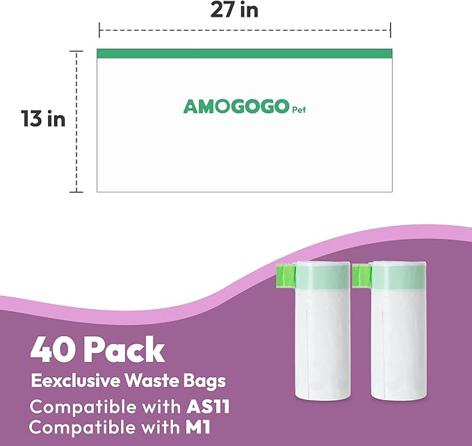 50 Pack Litter Bags, Compatible with Neakasa M1 & PetPivot & wozhio & Open-X AutoScooper 11 Open-Top Self-Cleaning Cat Litter Box, Replaced Waste Bags, Litter Box Liner, 27" x 13"