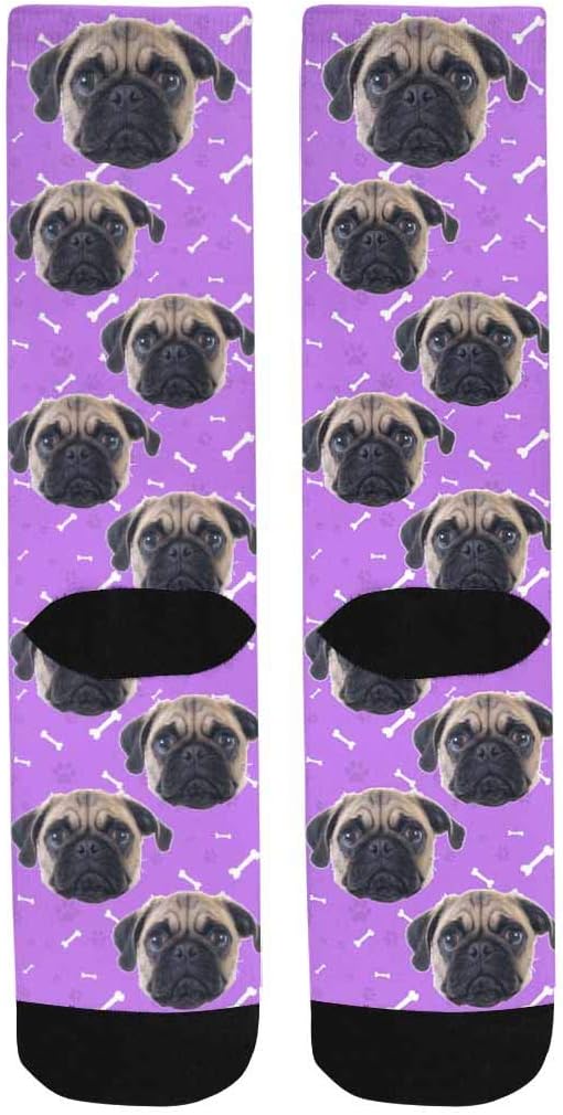Custom Face Socks, Personalized Dog Lover Pet Photo Picture on Socks Unisex Athletic Crew Socks for Men Women