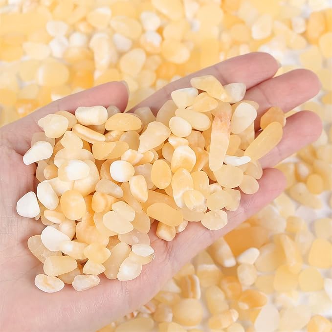 1lb Yellow Jade Aquarium Gravel Rocks Natural Tumbled Healing Crystal Chips Bulk Gemstones Crushed Stones for Fountain Vase Filler Planters Decorative Fish Tank Potted Reiki Energy Balancing