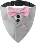 Tuxedo Dog Collar for Wedding Engagement and Birthday,Adjustable Formal Dog Bandanas Collar with Bow Outfit,Suitable for Small Medium Large Dog