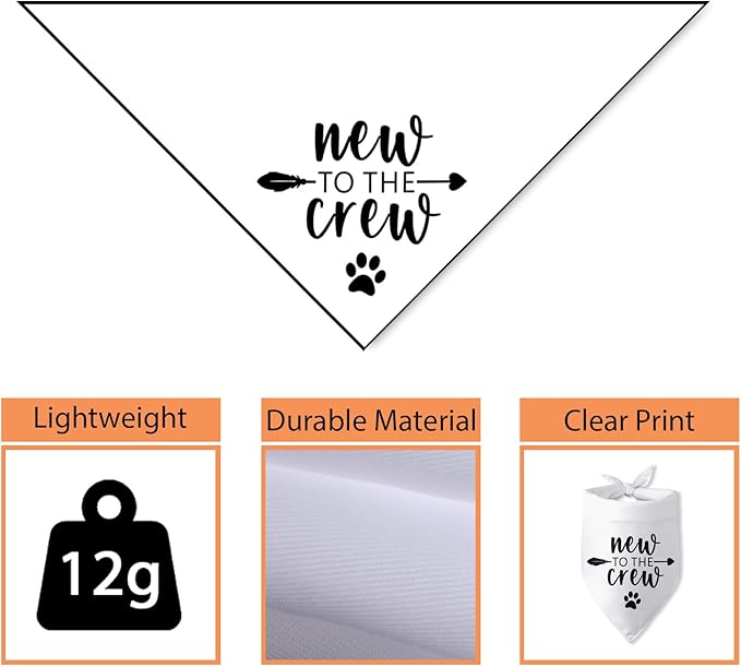 New to The Crew Dog Bandana New Puppy Announcement Gift for New Owners Puppy Bandana Dog Owner Gifts Triangle Bibs Scarf Accessories for Small Medium Dogs Pets