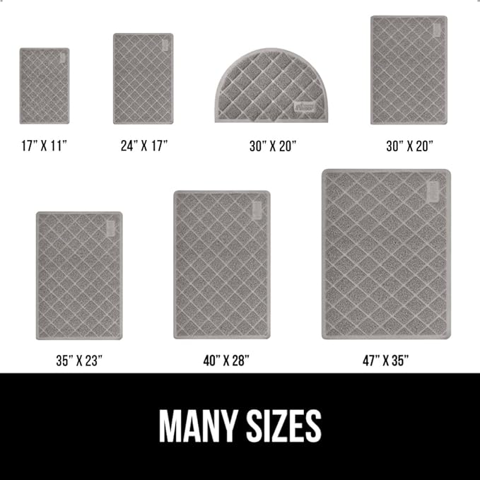 GORILLA GRIP Cat Litter Box Mat, 35x23, Water Resistant, US Designed Kitty Litter Trapping Mats, Easy to Clean, Scatter Control, Less Mess and Clean Floors, Kitten Supplies for Indoor Cats, Gray