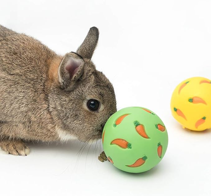 Niteangel Treat Ball, Snack Ball for Small Animals (Small, Yellow & Green)