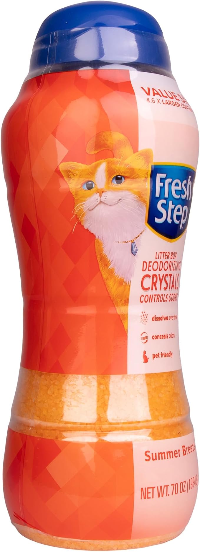 Fresh Step Cat Litter Crystals Deodorizer, Non Toxic Odor Neutralizing Crystals for Litter Boxes that Help Control Smells and Keep Home Areas Fresh, Summer Breeze Scent, 70 Ounce