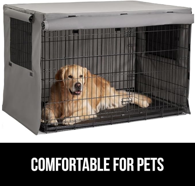 GORILLA GRIP Dog Crate Covers Compatible with Amazon Basics Dog Crates, All Sides Open, Privacy Cover Fits 36" Wire Kennel, Breathable Mesh Windows, Light Reducing Puppy Training Cage Topper, Gray