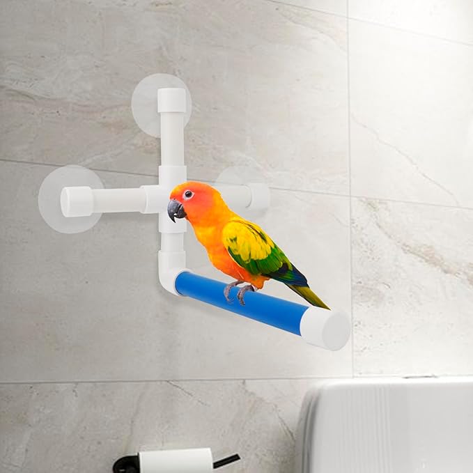 Hypeety Pet Parrot Bath Perches Rack Suction Cup Bird Window and Shower Perch Parakeet Standing Platform for Budgies Parakeet Bath Perch Toy