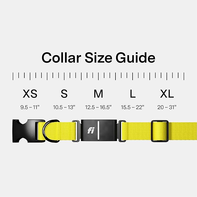New Fi Series 3+ Smart Dog Tracker Collar [6 Month Membership Included] GPS Tracker for Dogs with Health & Behavior Monitoring, Escape Alerts, Waterproof, LED, Apple Watch Compatible (Yellow, Medium)