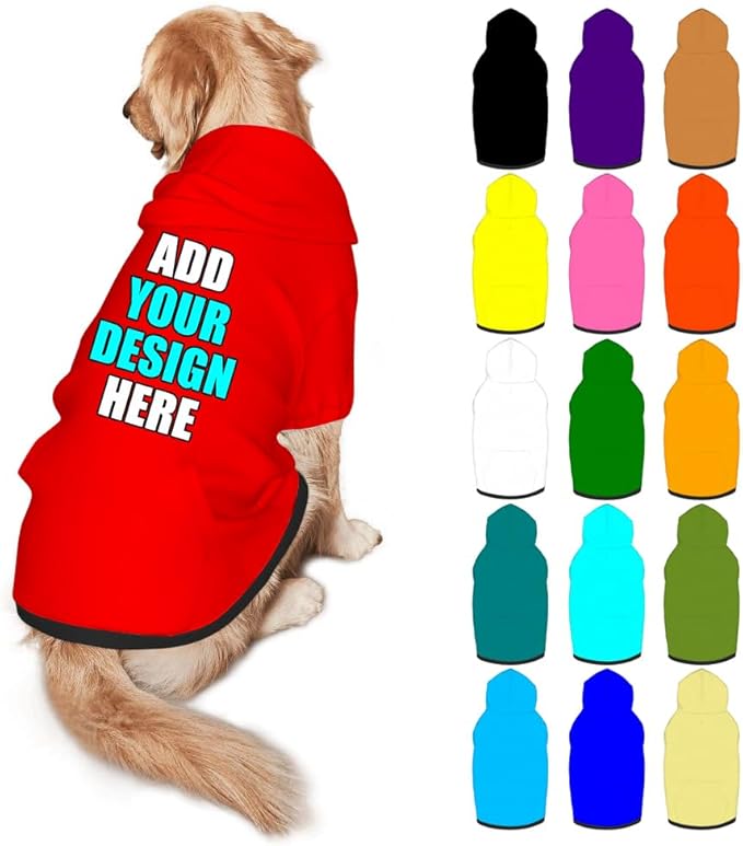 Custom Dog Hoodie Personalized Photo Text Logo Name Dog Clothes, Soft & Warm for Puppy Sweatshirt Hooded for Small Medium Large Dogs Girl/Boy Cats/Kitten, Red, XL
