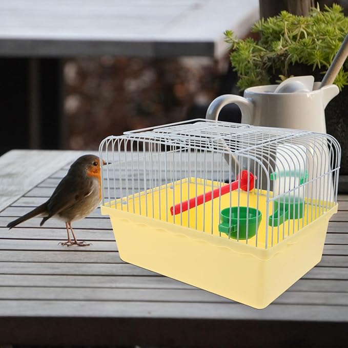 Portable Bird Cage with Waterer Food Box and Perch Lightweight Spacious Travel Bird Carrier for Parakeets Lovebirds 9.25X6.49X6.37 Inch