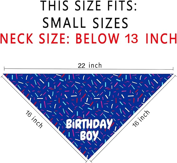 Birthday Boy Dog Bandanas 1 Pack, Blue Birthday Dog Scarfs for Boys, Pet Scarves for Boy HBD Bandanas for Small Medium Large Dogs (Birthday Boy, Small)