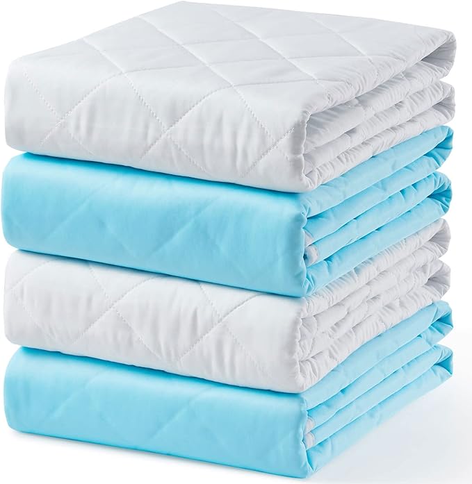 KANECH Washable Underpads 30"x34" (4 Pack), Waterproof Heavy Absorbency Reusable Incontinence Bed Pads for Adults, Elderly, Kids & Pets - Bedwetting Mattress Protector