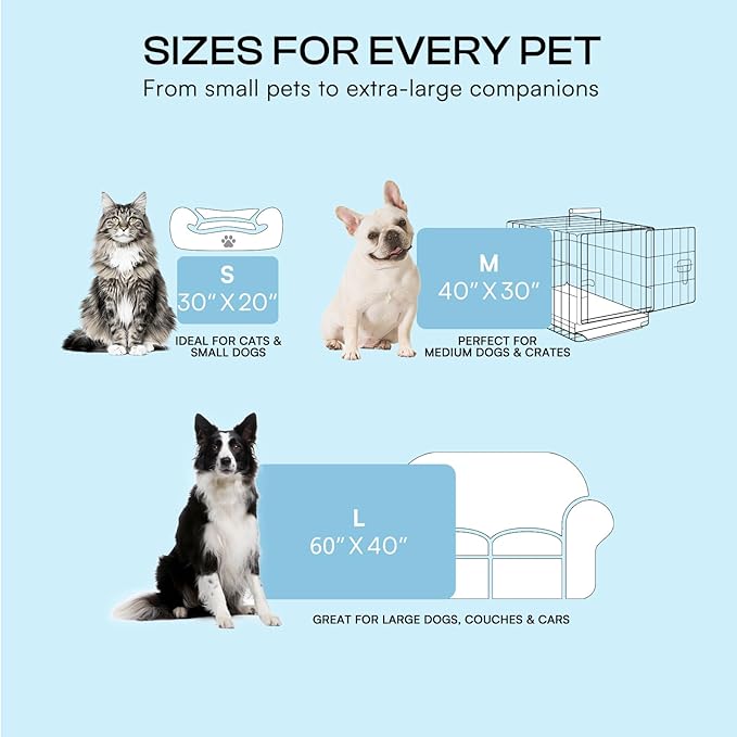 Luciphia Premium Dog Cooling Mat Non-Slip Q-MAX>0.5 Self-Cooling Pad for Small Pet Cat Indoor Portable Kennel Puppy Bed for Summer Crate Pad for Dog Washable Light Blue 20x30 inches