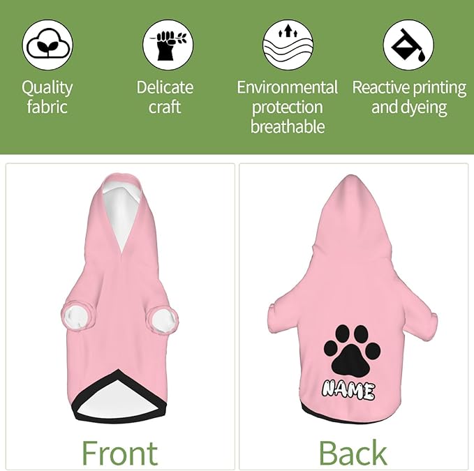 Custom Dog Hoodie Soft & Warm Design Your Own Personalized Photo Text Logo Name Dog Clothes for Puppy Sweatshirt Hooded for Small Medium Large Dogs Girl/Boy Cats Pink