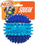 Nerf Dog 3.7in TPR 3-Part Spike Squeak Ball Dog Toy - Dark Blue/Light Blue