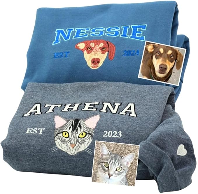 COUPLEHOODIES Custom Dog Portrait Sweatshirt from Photo – Personalized Pet Memorial Gift for Dog Moms, Cat Lovers or Pet Loss