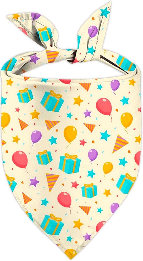Birthday Dog Bandanas, Double Side Reversible Large Pet Bandanas, Celebration Adjustable Triangle Holiday Scarves for Dogs Girl Boy Pets