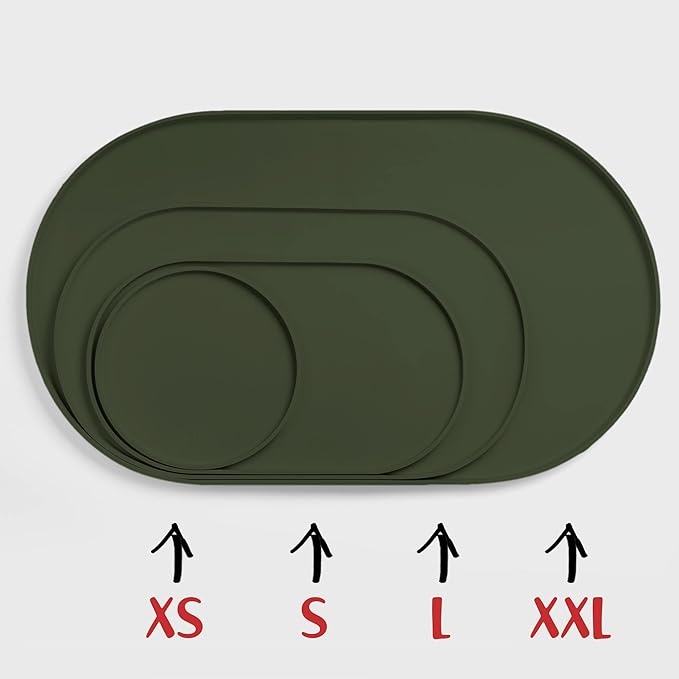 DogBuddy Dog Food Mat - Waterproof Dog Bowl Mat, Silicone Pet Mat for Food and Water Bowls, Nonslip Pet Feeding Mat with Edges, Dogs Food Mats for Floors, Puppy Supplies (Large, Khaki Green)
