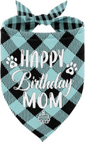 Dog Bandana for Happy Birthday Mom - Classical Plaid Printing Pet Scarf Accessories - Gift for Mom's Birthday Party (L17)