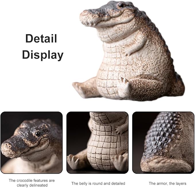 Mini Alligator Baby Statue Ornament, Cute Resin Crocodile Figurine, Tea Pet Alligator Sculpture, Animal Statue for Indoor Outdoor Home Garden Decoration, Animals & Crocodile Lovers