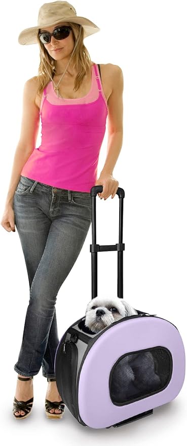 Pet Life ® 'Final Destination' Military-Grade Hardshell and Light 2-in-1 Wheeled or Carrying Travel Airline Cat and Dog Carrier Crate or Portable Pet Kennel